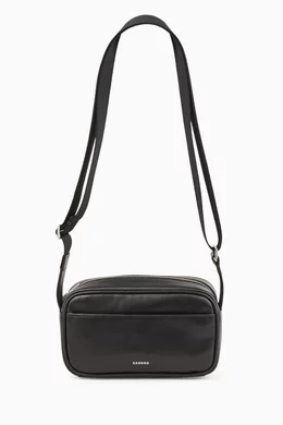 Buy Sandro Black Mini Messenger Bag in Smooth Leather for Men in