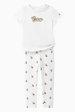 Buy Tommy Hilfiger White Cherry Logo Print Leggings in Stretch