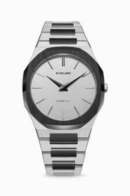 Buy D1 Milano Grey Ultra Thin Quartz Stainless Steel Watch 38mm