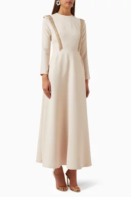 Beaded midi new arrivals dress with sleeves