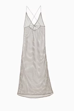 GANNI Embellished Mesh Dress - Silver