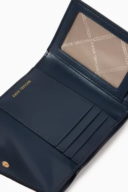 Buy Michael Kors Blue Greenwich Medium Tri fold Envelope Wallet in