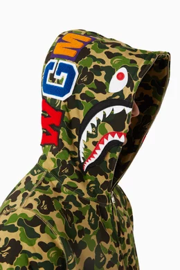 Buy A Bathing Ape Green ABC Camo Shark Hoodie in Cotton for Men in