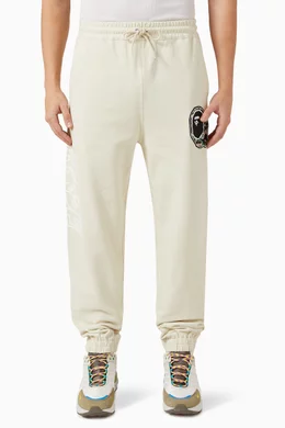 Buy A Bathing Ape White Logo Patchwork Sweatpants in Cotton Fleece for Men in UAE Ounass