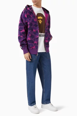 Bape hoodie half hot sale blue half purple
