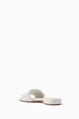 Buy Miu Miu White Ciabatte Logo Slides in Nappa Matelasse for