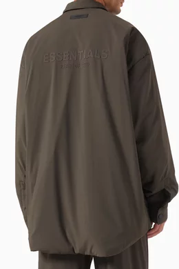 Buy Fear of God Essentials Black Filled Shirt Jacket in Woven