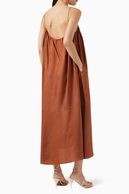 Orange silk midi best sale dress
