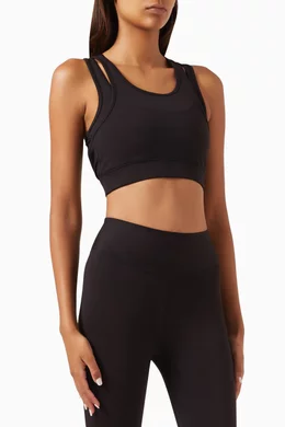 Buy The Giving Movement Black Double Layer Sports Bra in Softskin100© for  Women in UAE