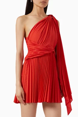 Red pleated on sale mini dress