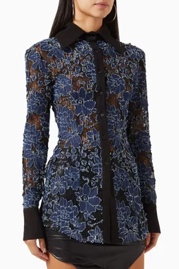 Buy Aaizel Black Lace Shirt in Denim for Women in UAE Ounass