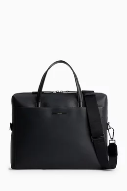 Buy Calvin Klein Black Modern Laptop Bag in Faux Leather for Men