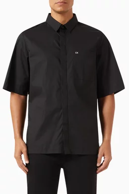 Buy Calvin Klein Black Short sleeve Shirt in Stretch Poplin for MEN in UAE Ounass