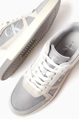 Buy Calvin Klein Jeans Grey Basket Cupsole Sneakers in Leather for