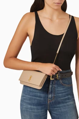 Ysl monogram phone holder with strap in smooth leather deals