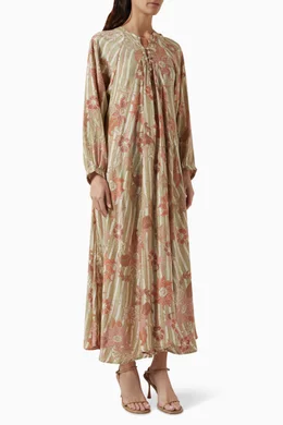 Buy Natalie Martin Green Fiore Printed Maxi Dress in Silk for