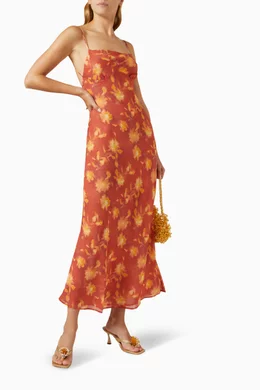 Orange strap best sale dress
