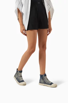 Buy Balenciaga Blue Paris High Top Sneakers in Destroyed Cotton