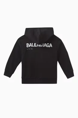 Buy Balenciaga Black Hand Drawn Balenciaga Hoodie in Curly Fleece