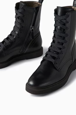 Mens black laced sales boots