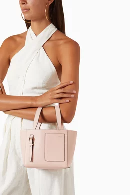 Buy Valextra Pink Micro Bucket Bag in Millepunte Calfskin Leather