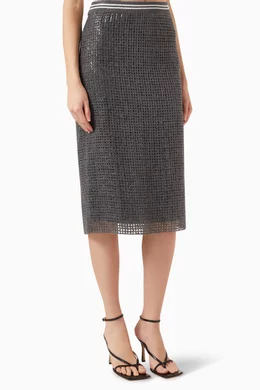 Buy Brunello Cucinelli Grey Midi Skirt in Cashmere for Women in UAE