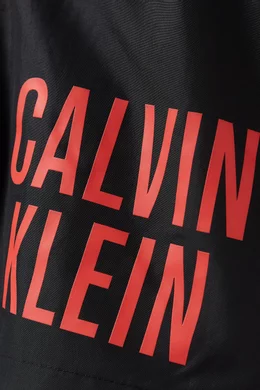 Buy Calvin Klein Black Intense Power Logo Swim Shorts for Boys in