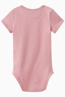Buy Calvin Klein Pink Logo Bodysuit in Organic Cotton blend Sersey for Baby Girls in UAE Ounass