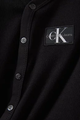 Buy Calvin Klein Black Onesie in Organic Cotton blend Ribbed
