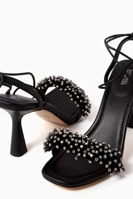 Buy Michael Kors Black Lucia Crystal Lace up Sandals in Leather