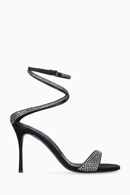 Buy Sergio Rossi Black Godiva 90 Crystal embellished Sandals in