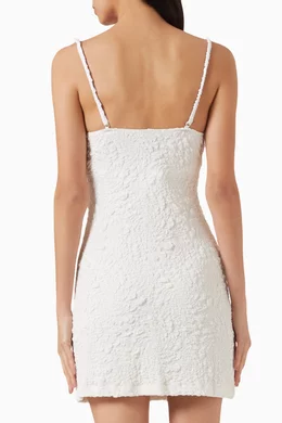 Buy Leslie Amon White Paloma Mini Dress in Crinkled jacquard for