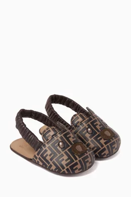 Buy Fendi Brown Teddy embroidered Slippers in Leather for UNISEX in UAE Ounass