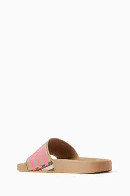 Buy Burberry Pink Furley Vintage Check Slides in Rubber for Women