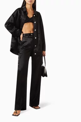 Satin sales trucker jacket