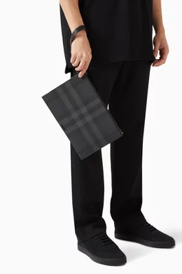 Buy Burberry Grey Large Zip Pouch in Cotton for Men in UAE Ounass