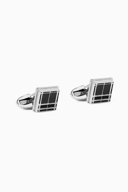 Buy Burberry Grey Check Square Cufflinks in Palladium plated Metal for Men in UAE Ounass