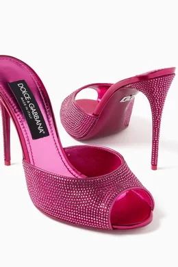 Buy Dolce Gabbana Pink Keira 105 Mule Sandals in Satin for Women