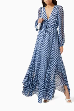 Buy SHONA JOY Blue Elina Drawstring Maxi Dress in Chiffon for