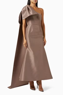Buy Serrb Brown One Shoulder Dress in Satin for Women in UAE Ounass