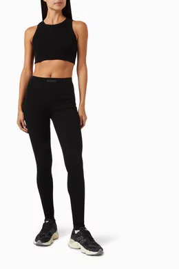 Buy Fear of God Essentials Black Ribbed Leggings in Cotton-blend