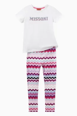 Buy Missoni Pink Zigzag pattern Leggings in Cotton for Girls in