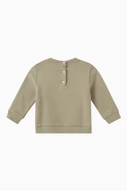 Buy Balmain Green Logo Print Sweatshirt in Cotton for Baby Boys in