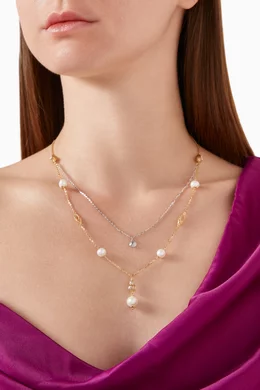 Buy Damas Multicolour Kiku Freshwater Pearl Layered Necklace in