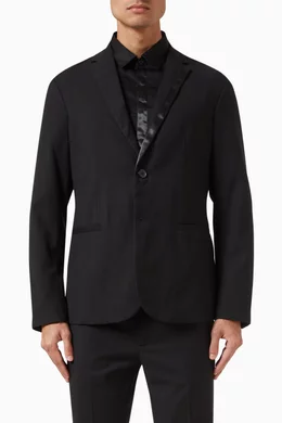 Buy Armani Exchange Black Satin Lapel Blazer in Cotton for Men in