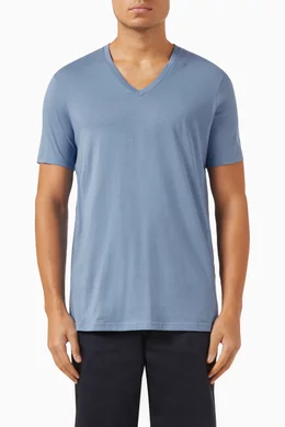 Buy Armani Exchange Blue V neck Slim T shirt in Pima Cotton