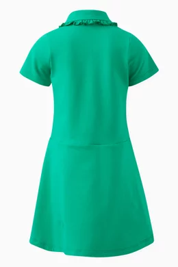 Buy AIGNER Green Ruffled Polo Dress in Cotton for Girls in UAE