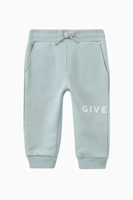 Buy Givenchy Blue Logo Print Tracksuit Pants in Jersey for Baby