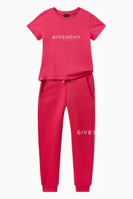 Buy Givenchy Pink Logo print Sweatpants in Cotton for Girls in UAE