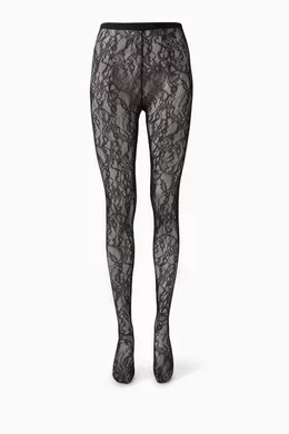 Buy Wardrobe.NYC Black Sheer Lace Tights for Women in UAE